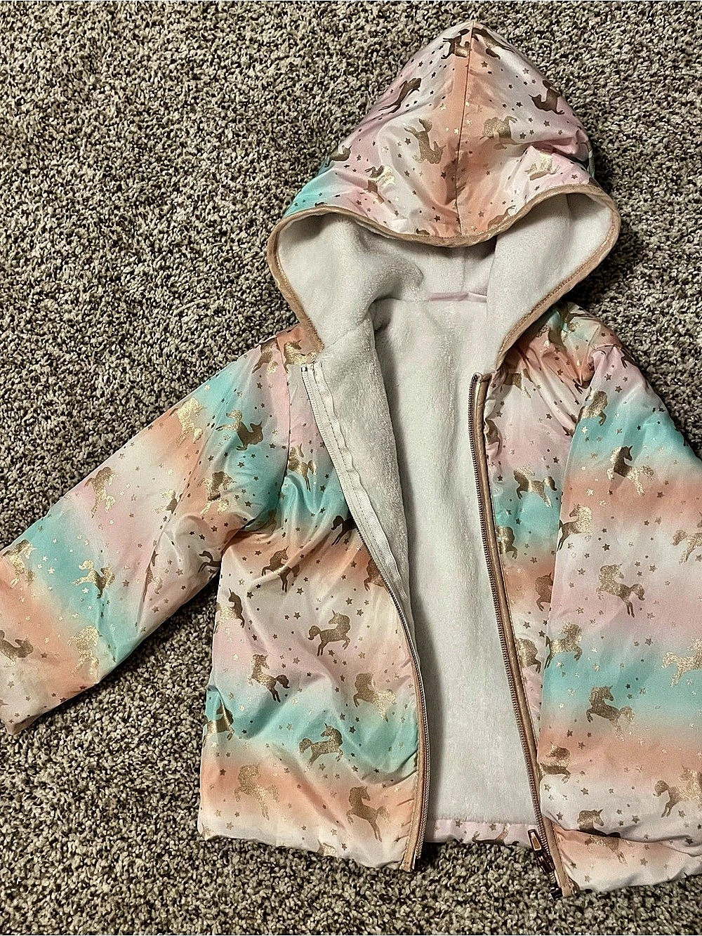 Penelope Mack Girls 3T Unicorn Print Puffer Jacket